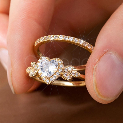 Alloy Micro Pave Cubic Zirconia Finger Rings Sets for Women FS-WGC007F-05-1