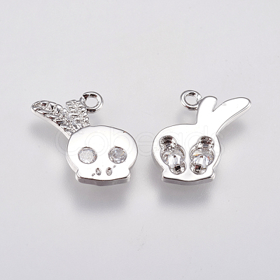 Brass Micro Pave Cubic Zirconia Charms KK-A144-048P-1