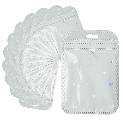 50Pcs Glitter Heart Holographic Plastic Yin-yang Zip Top Gift Bags OPP-YW0001-09A-1