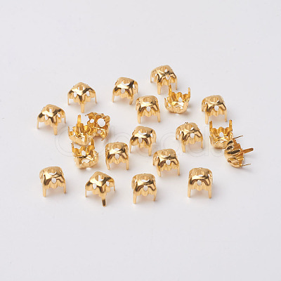Square Brass Sew on Prong Settings X-KK-O084-05G-6x6mm-1