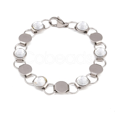 304 Stainless Steel and Glass Link Chain Bracelets for Women GL-T001-03A-1
