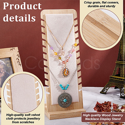 Bamboo Wood Jewelry Collection Necklace Display Stand ODIS-WH0005-06-1