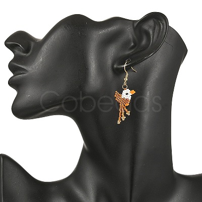 5 Pairs 304 Stainless Steel MIYUKI Glass Seed Beads Bird Dangle Earrings EJEW-MZ00555-1