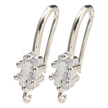 Brass Pave Clear Cubic Zirconia Earring Hooks KK-R149-20S-1