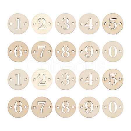100pcs 10 Styles Unfinished Natural Poplar Wood Links Connectors WOOD-LS0001-04-1