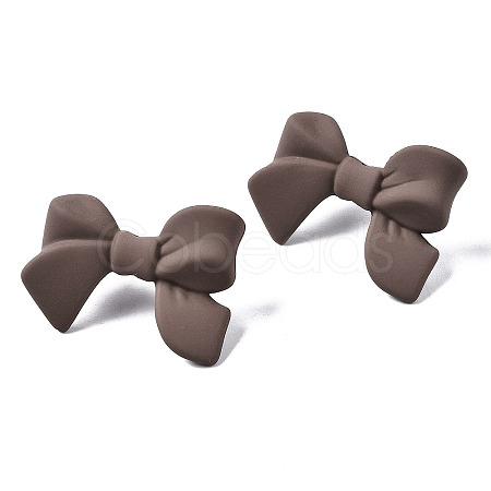 Spray Painted CCB Plastic Bowknot Stud Earring Findings CCB-Q091-07E-1