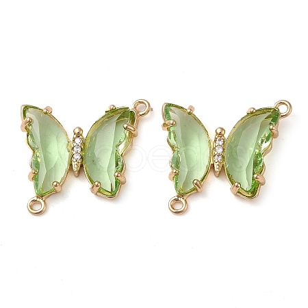 Brass Pave Faceted Glass Connector Charms FIND-Z020-04H-1