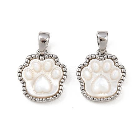 Natural White Shell Paw Print Charms KK-H524-17P-1