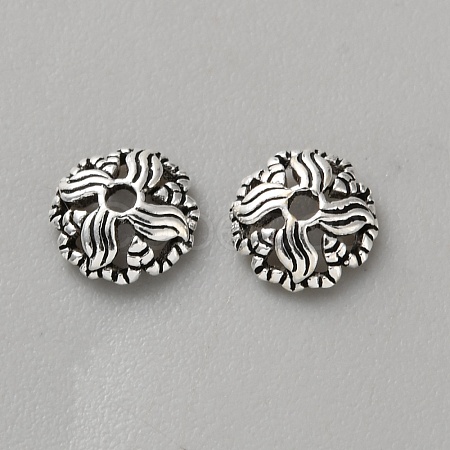 Retro 925 Sterling Silver Bead Caps STER-WH0007-17C-AS-1
