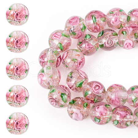 1 Strand Handmade Glod Sand Lampwork Beads Strands LAMP-TA0002-09A-1
