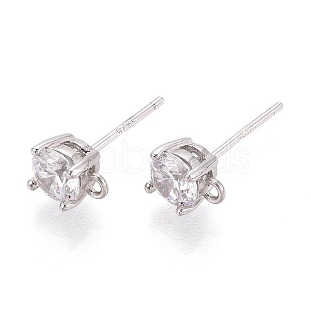 925 Sterling Silver Micro Pave Clear Cubic Zirconia Stud Earring Findings STER-N016-58B-P-1