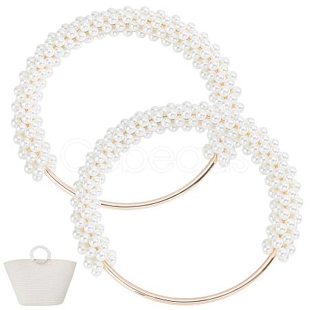 2Pcs Plastic Imitation Pearl Round Beaded Bag Handles FIND-BBC0005-11B-1