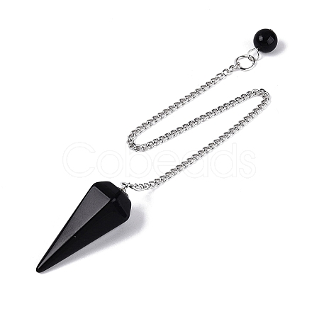 Natural Obsidian Dowsing Pendulum Pendants AJEW-N005-01G-1