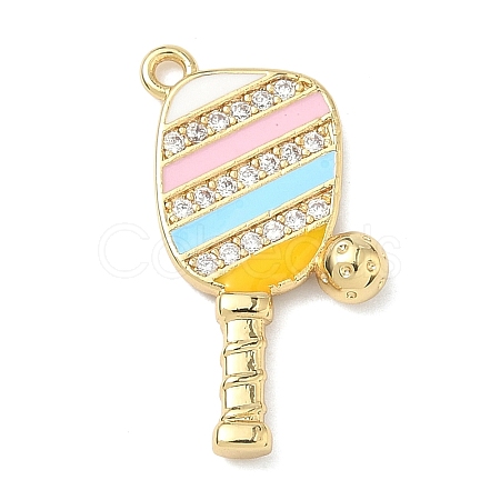 Brass Micro Pave Clear Cubic Zirconia Pendants KK-I476-07G-1