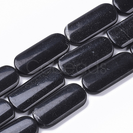 Natural Black Stone Beads Strands X-G-S364-025-1