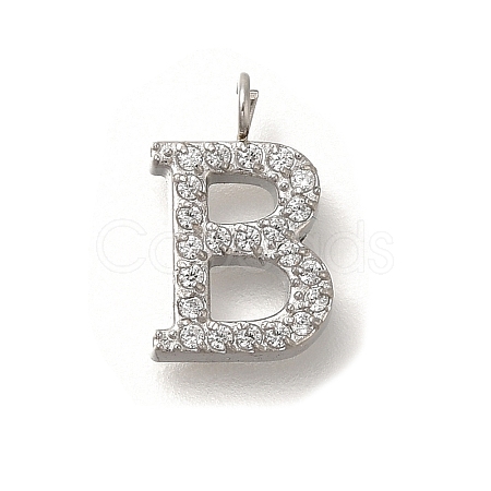 304 Stainless Steel Micro Pave Cubic Zirconia Pendants STAS-H228-06P-B-1