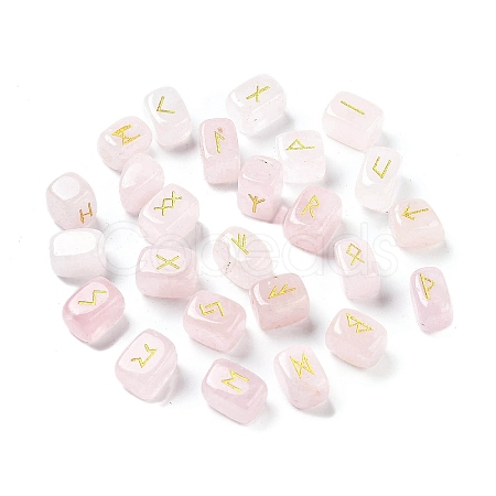 Rectangle Natural Rose Quartz Rune Stones G-Z059-01C-1