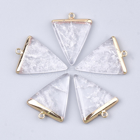 Electroplate Natural Quartz Crystal Pendants G-S344-49E-1