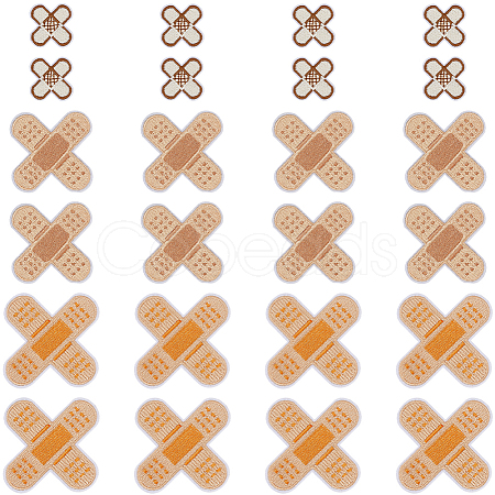 24Pcs 3 Styles Adhesive Bandage Shape Medical Theme Non-Woven Fabrics Computerized Embroidery Cloth Iron on/Sew on Patches PATC-CY0001-34-1