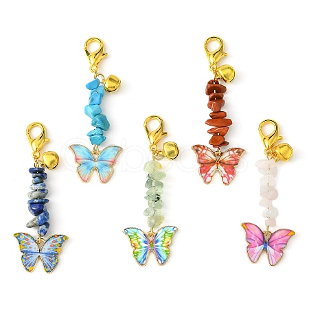 Alloy Enamel Butterfly Pendant Decorations HJEW-JM01555-S-1