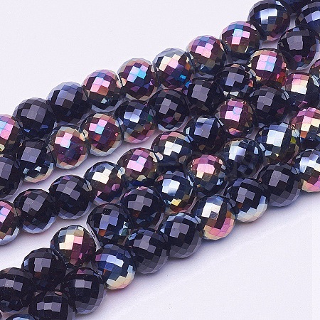 Electroplate Transparent Glass Beads Strands EGLA-E045-G01-1