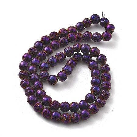 Electroplated Natural Lava Rock Beads Strands G-A251-B01-01G-1