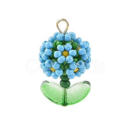 Glass Seed Beaded Pendants PALLOY-MZ01395-04-1