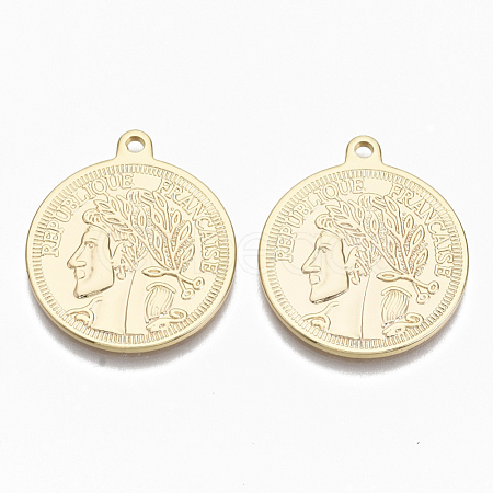 Brass Coin Pendants KK-R132-084-NF-1