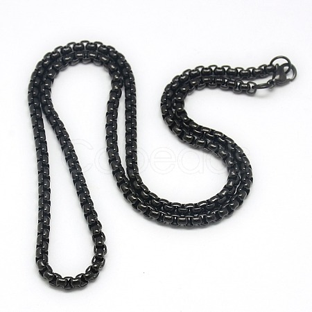 Trendy Men's 201 Stainless Steel Box Chain Necklaces NJEW-L043B-46B-1
