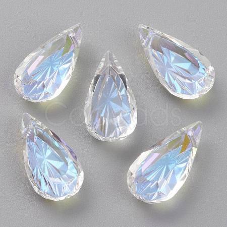 Embossed Glass Rhinestone Pendants GLAA-J101-06B-001SI-1