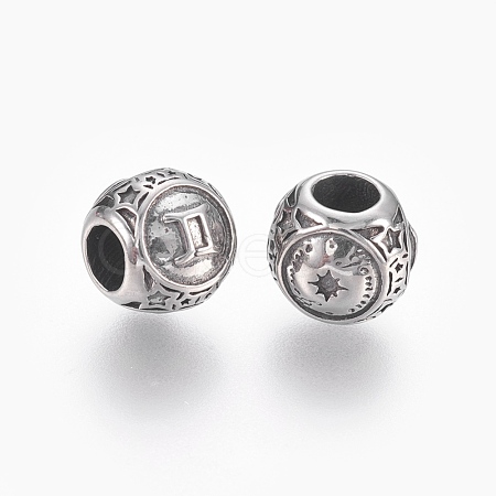 316 Surgical Stainless Steel European Beads STAS-P212-18P-12-1
