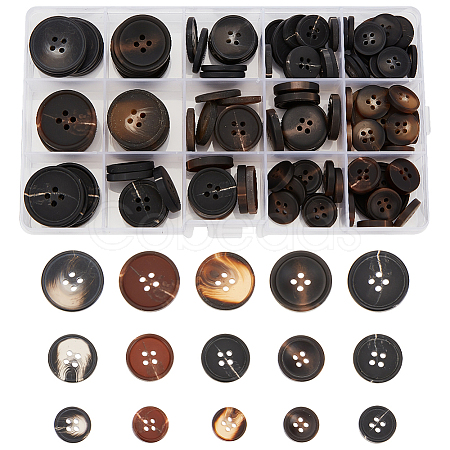 Olycraft 120Pcs 15 Styles Resin Buttons RESI-OC0001-62-1