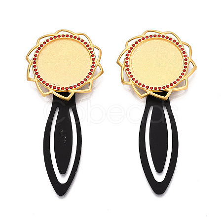Alloy & Iron Bookmark Cabochon Settings PALLOY-N184-10G-1
