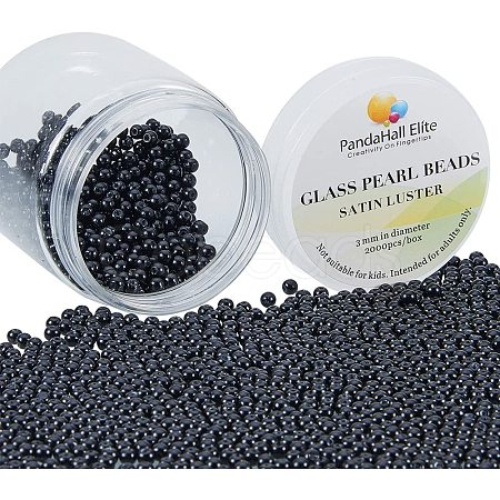 Eco-Friendly Dyed Glass Pearl Round Beads HY-PH0001-3mm-RB080-1