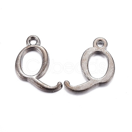 Gunmetal Plated Alloy Letter Pendants PALLOY-P097-03-Q-1