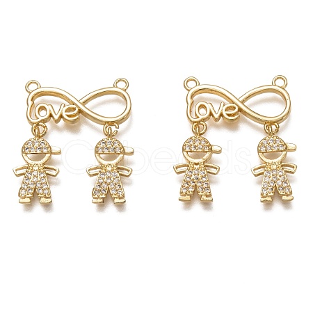 Brass Micro Pave Clear Cubic Zirconia Pendant Links ZIRC-C020-33G-1