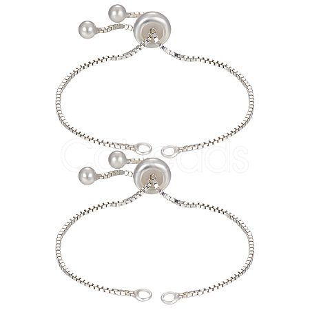 2Pcs 925 Sterling Silver Chain Link Bracelet Making MAK-BBC0001-02-1