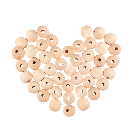 Round Unfinished Wood Beads WOOD-PH0008-10-1