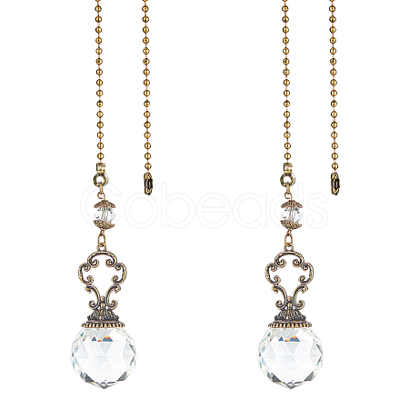 Faceted Glass Round Big Pendant Decorations HJEW-GF0001-09C-1