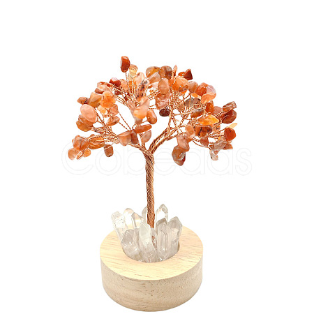 Natural Carnelian Chips Tree Night Light Lamp Decorations PW-WG63079-05-1