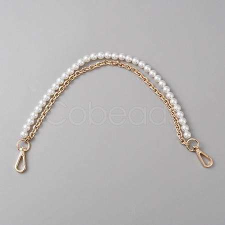 Plastic Imitation Pearl Beaded Double Strand Bag Handles DIY-WH0449-21A-G-1