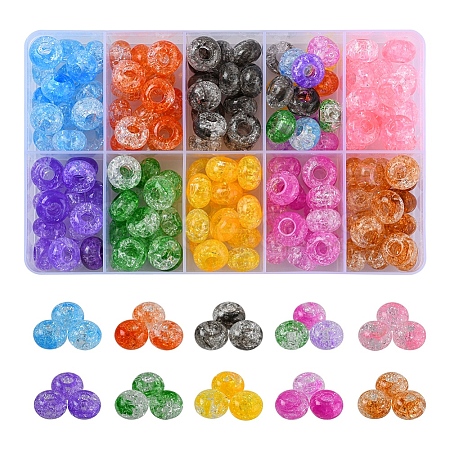 150Pcs 10 Colors Transparent Crackle Acrylic Beads MACR-YW0001-65-1