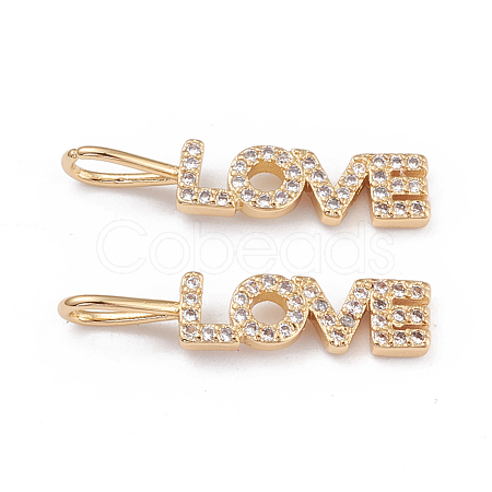 Brass Micro Pave Clear Cubic Zirconia Pendants ZIRC-L093-76G-1