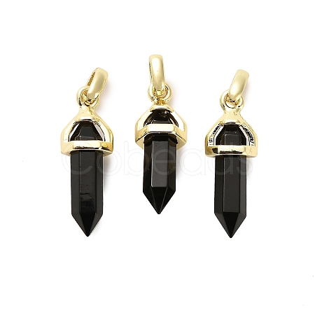 Natural Obsidian Double Terminal Pointed Pendant G-H097-01G-07-1