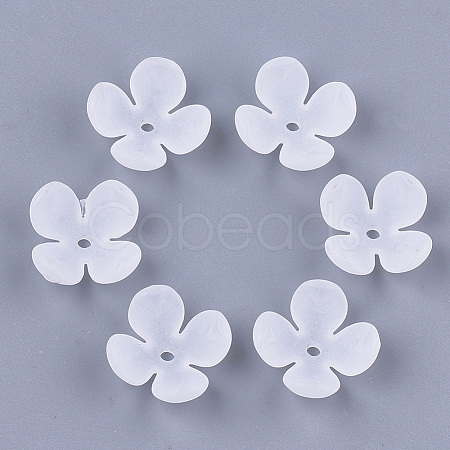 4-Petal Transparent Acrylic Bead Caps FACR-T001-14-1