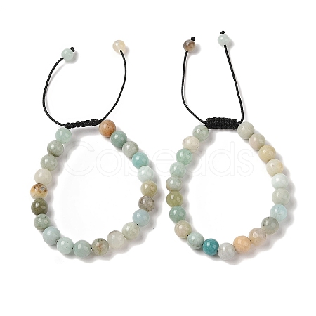 8mm Round Natural Flower Amazonite Braided Bead Bracelets BJEW-C067-01B-23-1