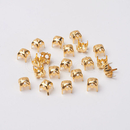 Square Brass Sew on Prong Settings X-KK-O084-05G-6x6mm-1
