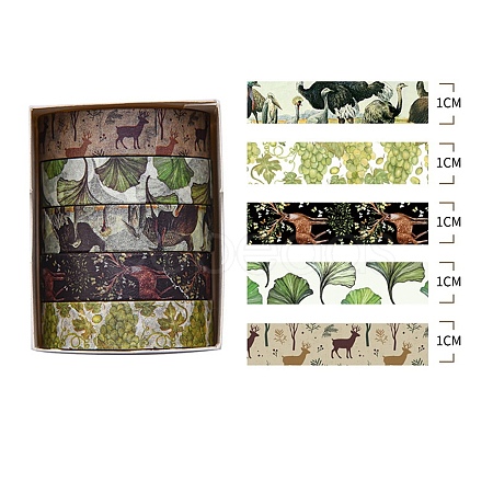 5 Rolls Forest Theme Paper Decorative Paper Tapes Set STIC-H002-05H-1