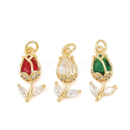 Brass Micro Pave Clear Cubic Zirconia Pendants KK-F931-13G-1