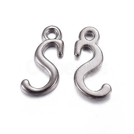 Gunmetal Plated Alloy Letter Pendants PALLOY-P097-03-S-1